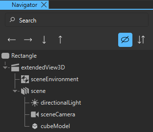 {The ExtendedSceneEnvironment in the Navigator view.}