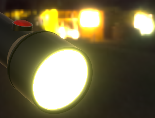 {A close-up of a light in the scene with Blend mode set to Additive.}
