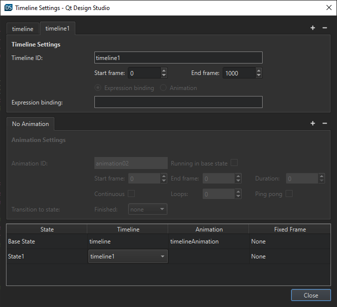{Two timelines in the Timeline Settings dialog.}